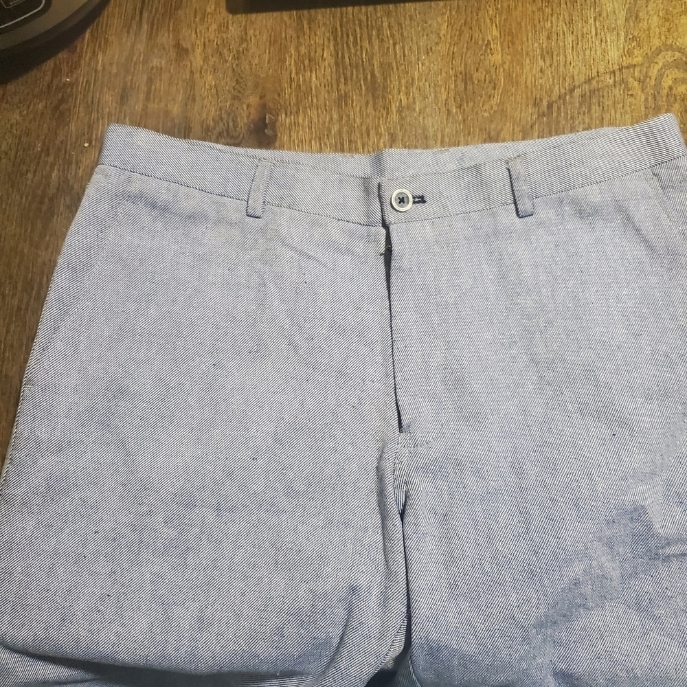 Paisley and Gray Mens Light Blue Twill Flat Front Bermuda Shorts W32 - Picture 3 of 8